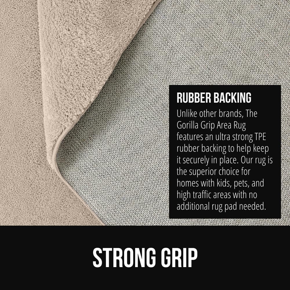 GORILLA GRIP Ultra Soft Washable Area Rug, 8x10, Stain and Slip Resistant Plush Thick Carpet for Bedroom Living Room, No Shed Floor Rugs, Pet Friendly, Dorm Essentials, Kids Nursery Home Decor, Ivory