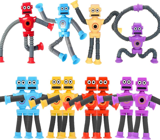 12PCS Telescopic Suction Cup Robot Toy,pop Tubes,Toys for Kids,Toddler Travel Toys,Toddler Sensory Toys,figette Toys,Fidget Toys for Kids,Treasure Box prizes,Small Toys for Kids prizes