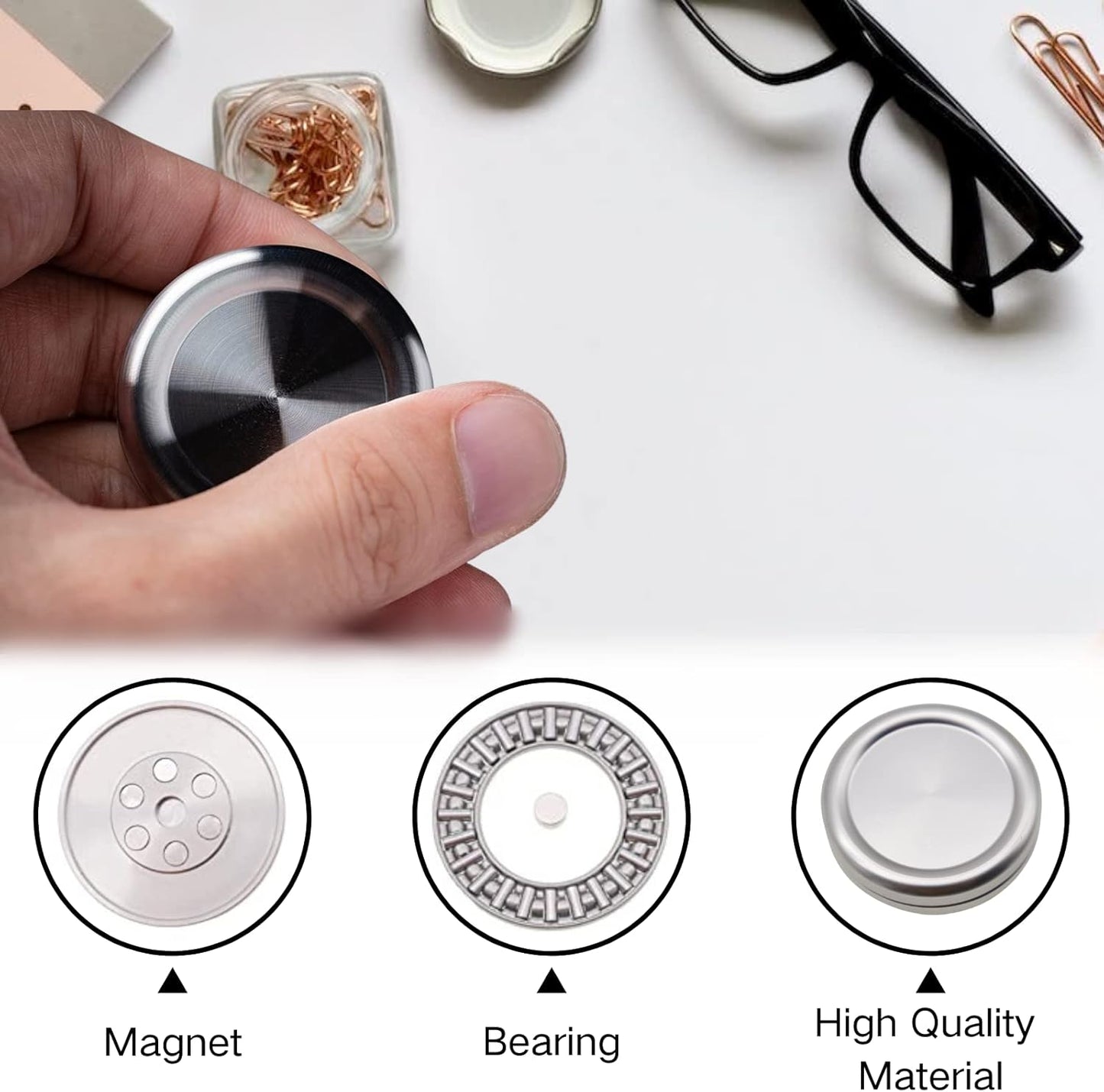 Haptic Coins Fidget Slider Fidget Clicker Adult Metal EDC Office Decor for Desk Toys Perfect for ADHD, ADD Anxiety Relief Gifts for Men