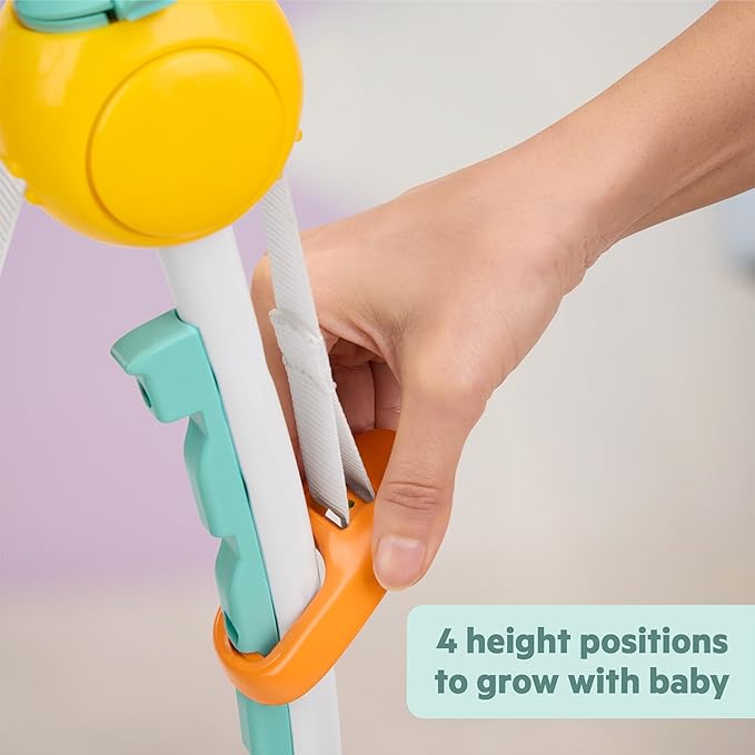 Bright Starts Disney Stitch Little Ohana Baby Activity Jumper with Interactive Toys, Lights & Music with Stitch, Angel & Scrump, 6-12 Months (Blue)