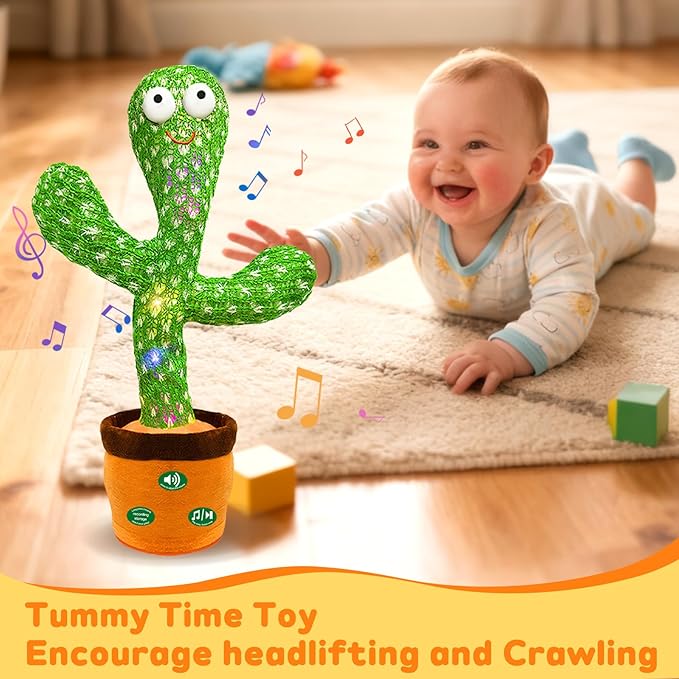 (Updated Volume Adjustment) Dancing Mimicking Talking Cactus Toy,Funny Gift for Toddler 1 2 3 Year Old Boy Girl,Singing Record Repeat What You Say Light Up Baby Infant Toys 6-12 12-18 Months