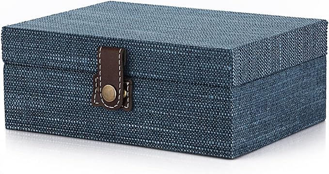 Hipiwe Treasure Chest Box - Wooden Decorative Trinket Jewelry Box with Clasp Memento Case Box Rectangular Keepsake Jewelry Organizer Box Gift for Women Men Home Decor,Medium