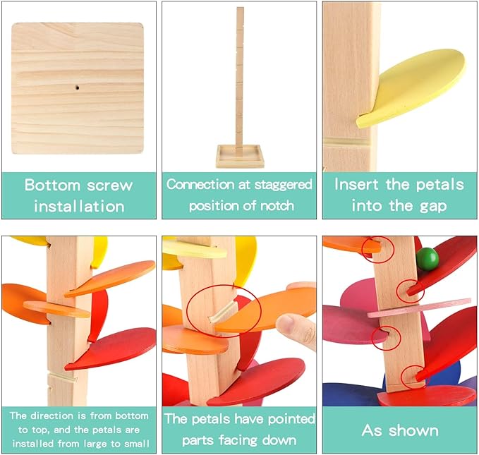 Wooden Marble Run Music Tree |Montessori Educational Ball Drop Toy for Kids Ages 4-8 |Marble Runs for Kids with Musical Track &Color Sorting |Natural Waldorf Wooden Toys Gift for Boys & Girls