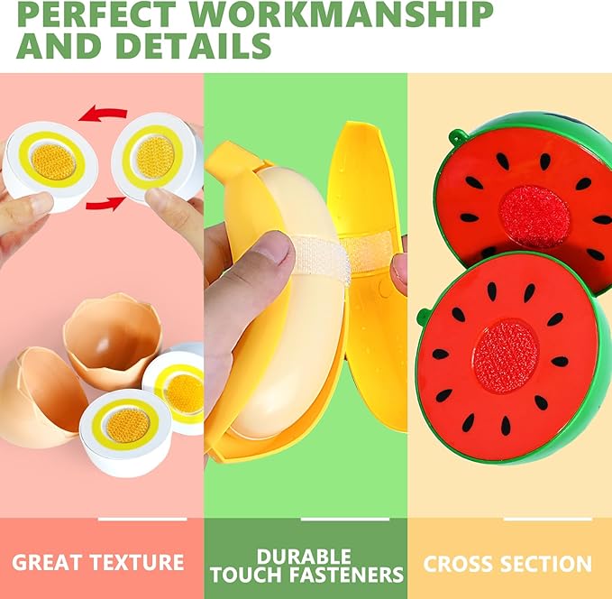 100 Pcs Play Food Set for Kids Kitchen, Pretend Food Toy for Toddlers Age 1-3, Plastics Cutting Fake Food/ Fruit/ Vegetable Accessories with 2 Baskets, Birthday Gifts for 2 3 4 5 Years Old Boys Girls