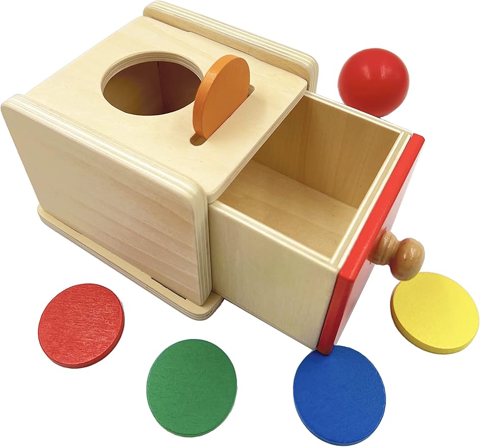 Dailyfunn Montessori Toys Coin&Ball 2-in-1 Drop Box Object Permanence Box for Infant Baby Preschooler 6-24 Months