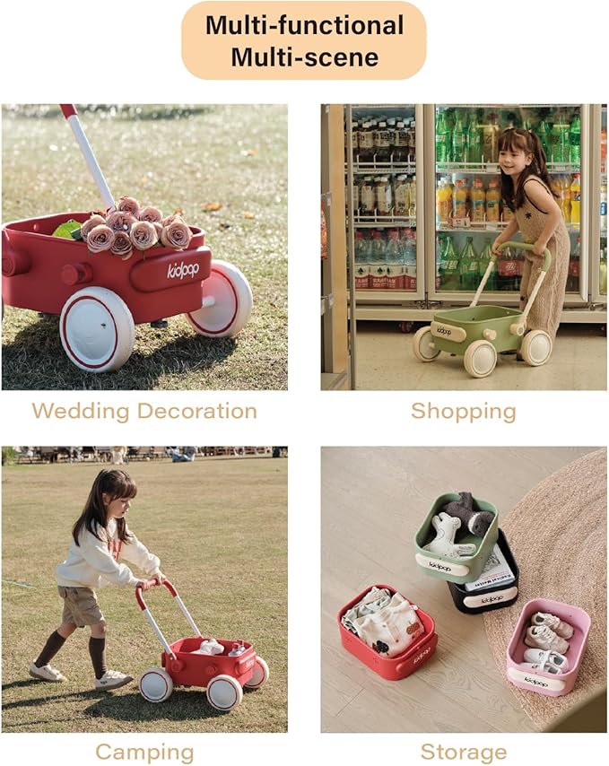 Kidpop PULA 2-in-1 Push and Pull-Along Wagon, Baby Push Walker for First Learner from 7 Month to 4 Year, One Year Birthday Gifts, Sturdy and Safe, Indoors and Outdoors (White)