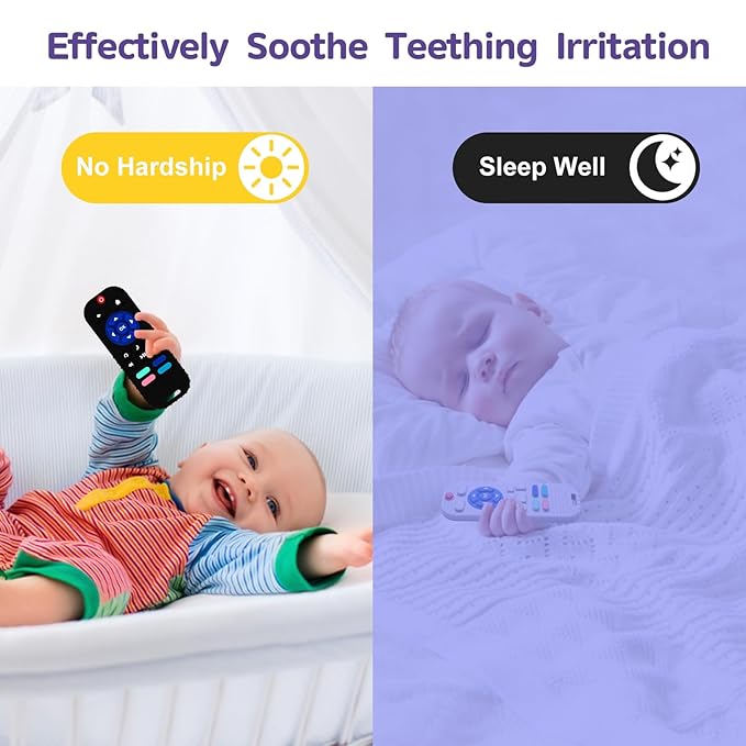 Hooku 2 Pack Silicone Teething Toys for Babies 0-6 Months, Teethers for Babies 6-12 Months, Remote Teether for Baby, Sensory Toys for Babies, Baby Chew Toys