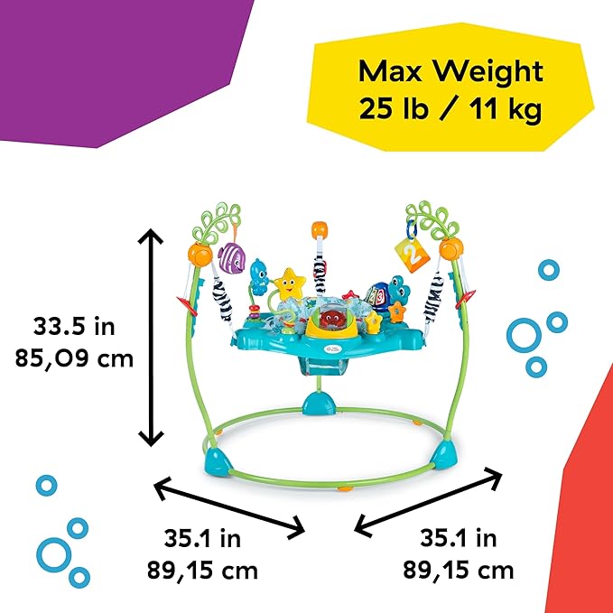 Baby Einstein Ocean Explorers Curiosity Cove 2-in-1 Educational Activity Jumper and Floor Toy, Max weight 25 lbs., Ages 6 Months+, Unisex