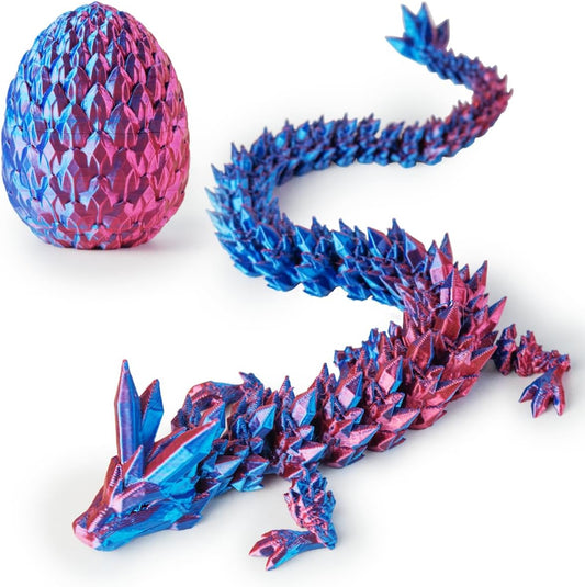 3D Prited Dragon,3D Printed Dragon in Egg, Home Office Decor Executive Desk Toys， Fidget Toys for Adults and Kids (Purple)