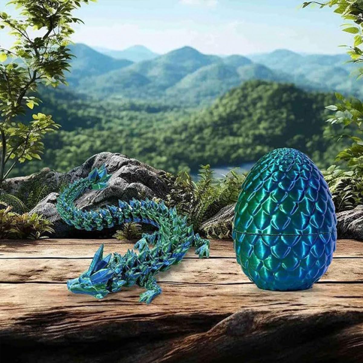 3D Printed Dragon Egg,Crystal Dragon Egg Fidget Toys,Flexible Joints Full Articulated Dragon with Egg,Executive Desk Toys for ADHD, Autism, Relief Anxiety