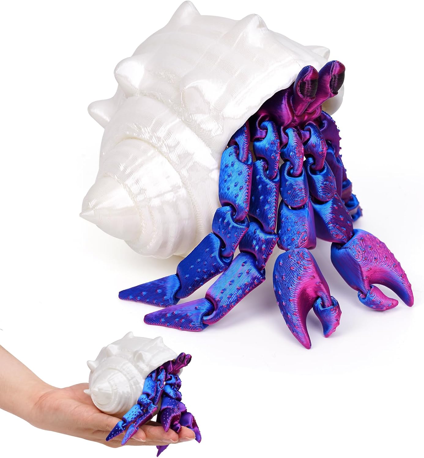 3D Printed Hermit Crab Fidget,3D Printed Dynamic Animals Toy,Full Articulated Flexible Crystal Hermit Crab Fidget Fidget Toys,Adults Fidget Toys for Autism ADHD,Home Office Decor (Blue purple)