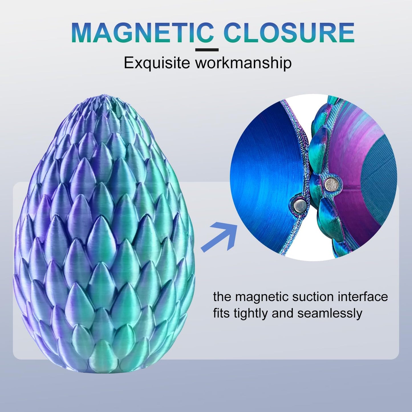 3D Printed Dragon with Dragon Egg 16.5'' Articulated Dragon Crystal Dragon Fidget Dragon Egg Toys Executive Desk Toys (Green, Dragon & Egg)