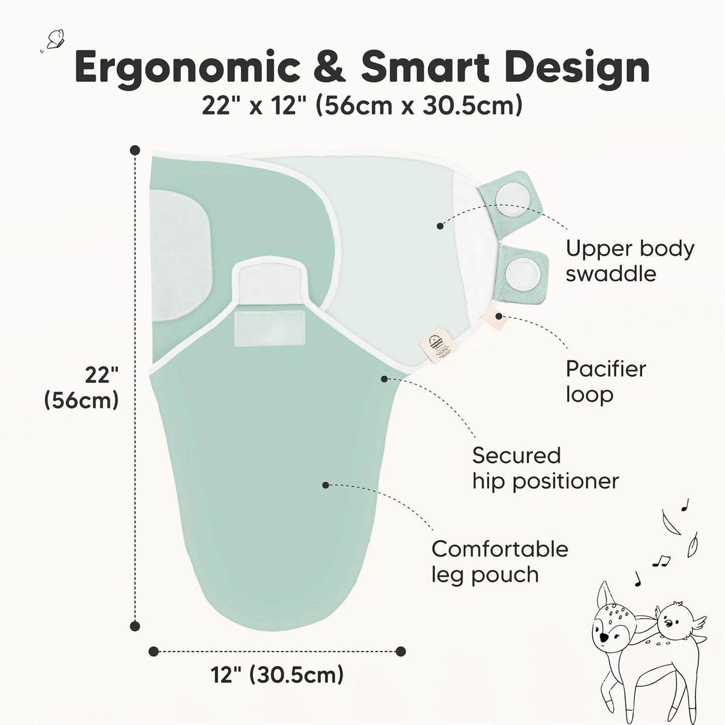 3-Pack Organic Baby Swaddle Sleep Sacks - Swaddles for Newborns, Infant 0-3 Months, Baby Girls, Boys, Soft & Snug Newborn Sleep Sack, Nursery Swaddling Blankets (Sage)