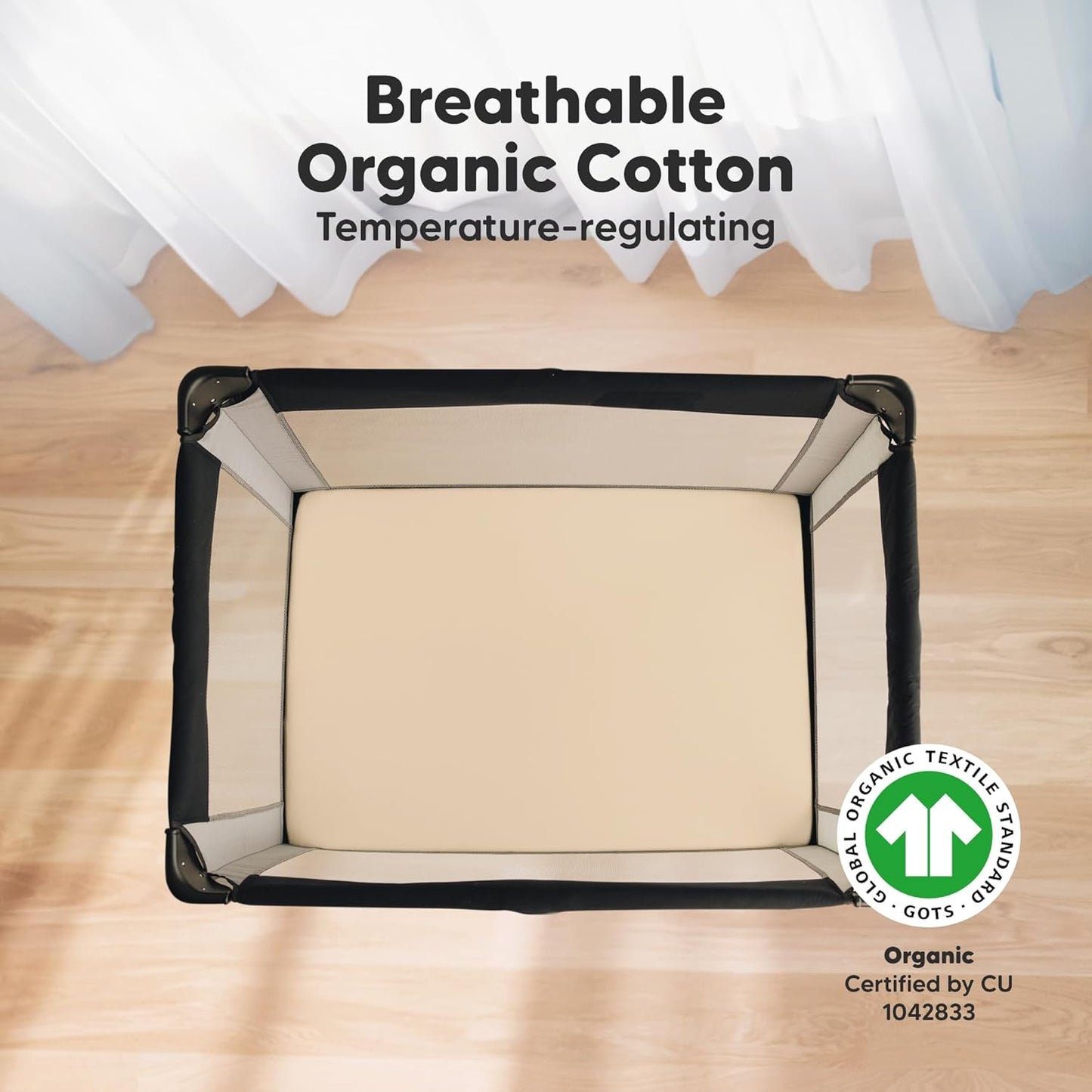 2-Pack Mini Crib Sheets Fitted - 38x26 Pack N Play Sheets for Pack and Play Mattress, Organic Cotton, Soft & Breathable Playard Bedding, Neutral Mini Toddler Bed Cover for Boys, Girls (Khaki)