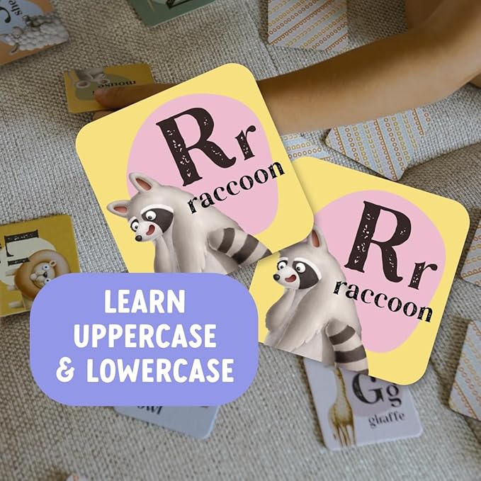 Alphabet Animals Matching Cards for Kids – 52 Durable Memory Cards for Toddlers & Preschoolers, Ages 3+, Fun Educational Game to Improve Focus & Early Learning