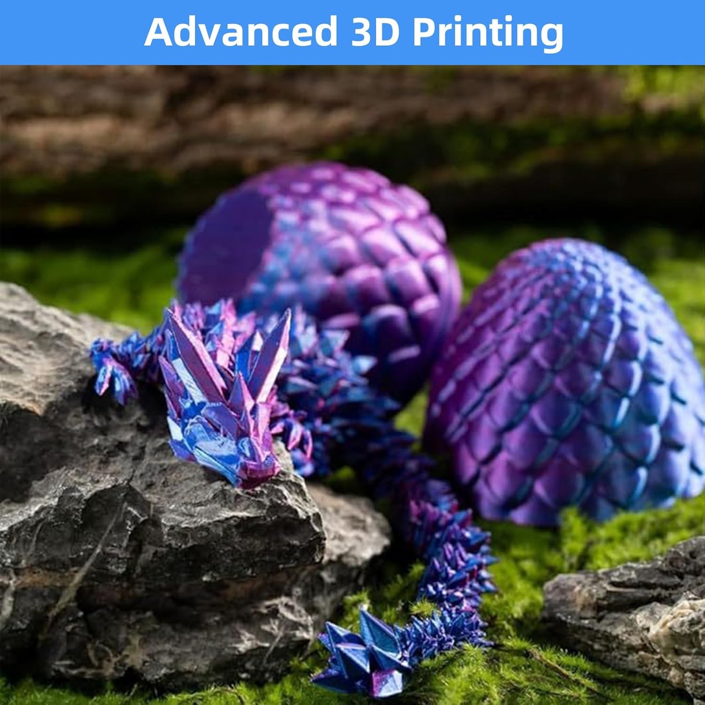 3D Printed Dragon-Flying Articulated Dragon|3D Printed Dragon Eggs with Dragon Inside|Eco-Friendly Crystal Dragon-Mystery Dragon Egg,Adults Fidget Toys for Autism ADHD (Flying Dragon/Laser Color)