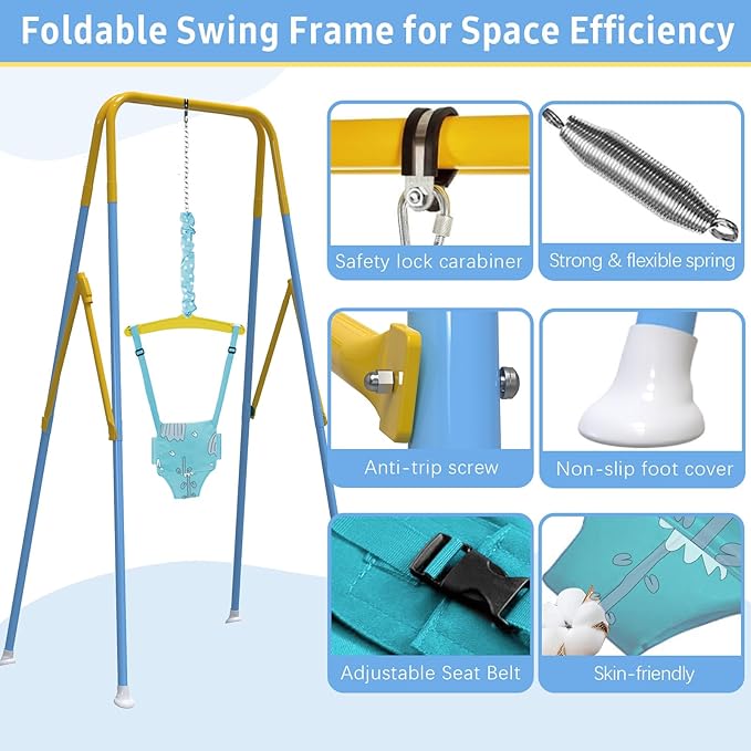 Taleco Gear 2 in 1 Toddler Swing & Baby Jumper, Foldable Baby Swing Outdoor & Indoor Use, Easily Installable and Storable