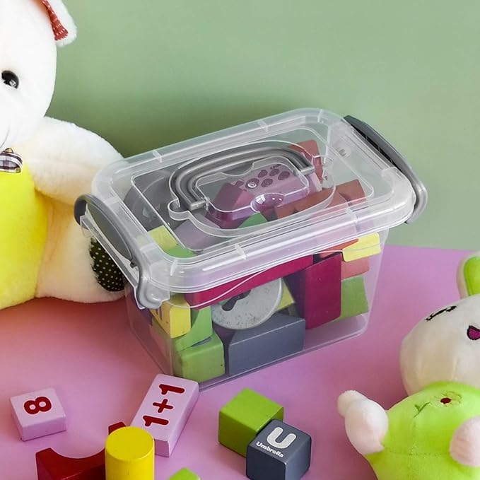 1.5 L Clear Mini Storae Box, 6-Pack Tiny Plastic Storage Latch Box