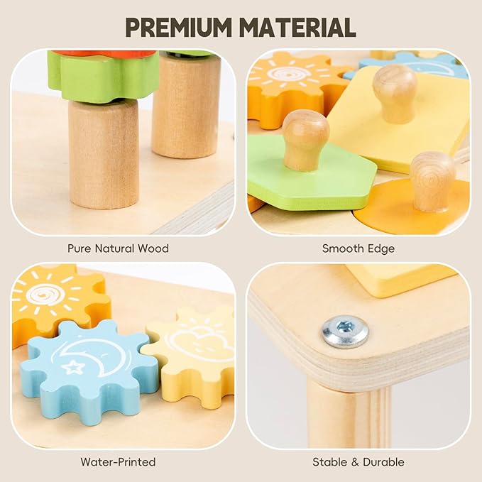 Activity Table for 1 Year Old, 8 in 1 Macaron-Colored Montessori Toys, Baby Activity Table with Bead Maze & Shape Sorter, Educational Sensory Table for Girls Boys 12+ Months