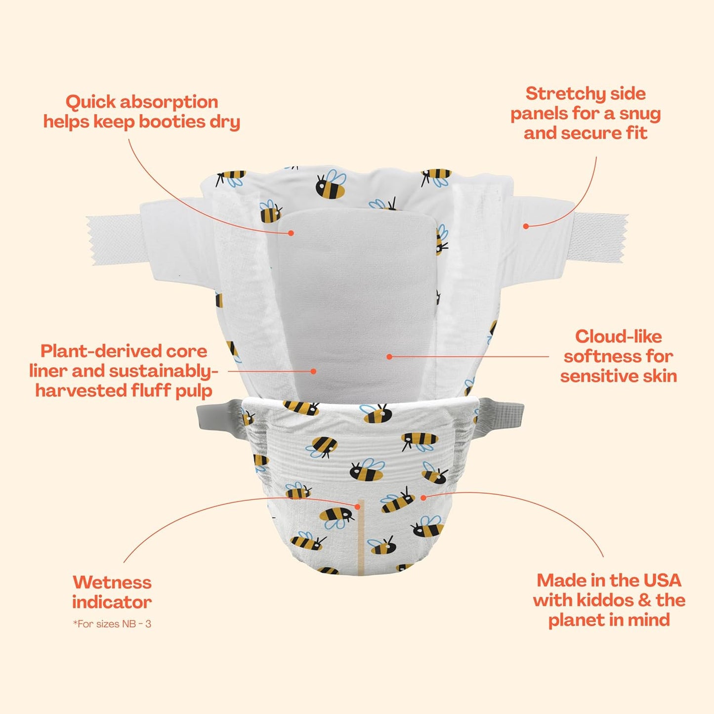 Hello Bello Premium Diapers Size 3 (14-24 lbs) Get in The Groove Designs, 25ct Jumbo Pack