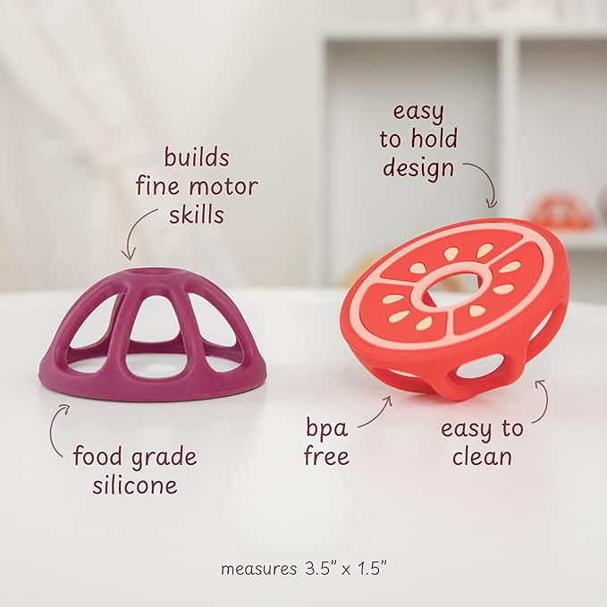 Tomato and Red Onion Silicone Teethers Baby Teething Toys, Newborn Essentials Must Haves, Easy-to-Hold Design Teething Ball Baby Essentials, BPA-Free