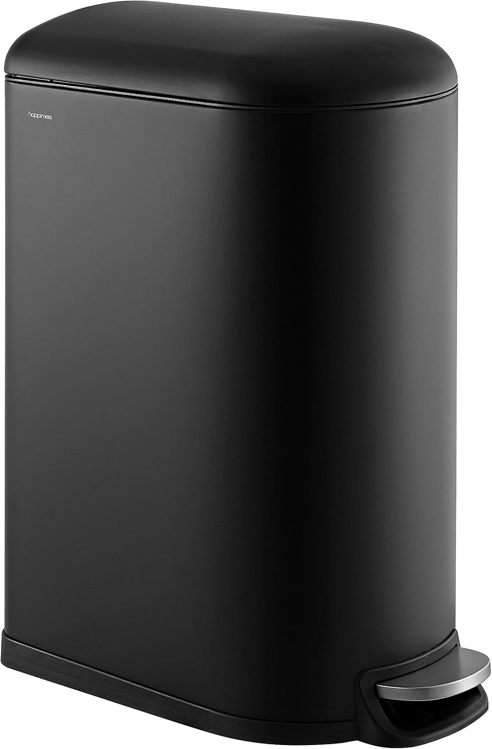 happimess HPM1009B Roland Mini 2.6-Gallon Step-Open Trash Can with Soft-Close Lid, Modern, Minimalistic, Fingerprint Proof for Home, Kitchen, Laundry Room, Office, Bedroom, Bathroom, Black