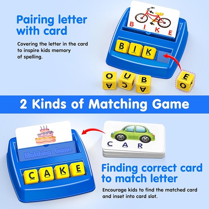 HahaGift Educational Toys for 3-5 Year Old Boy Girl Gifts, Matching Letter Learning Games Activities, Ideal Christmas Birthday Gift for Toddler Kids Age 3 4 5 6 7 Year Olds Boys Girls