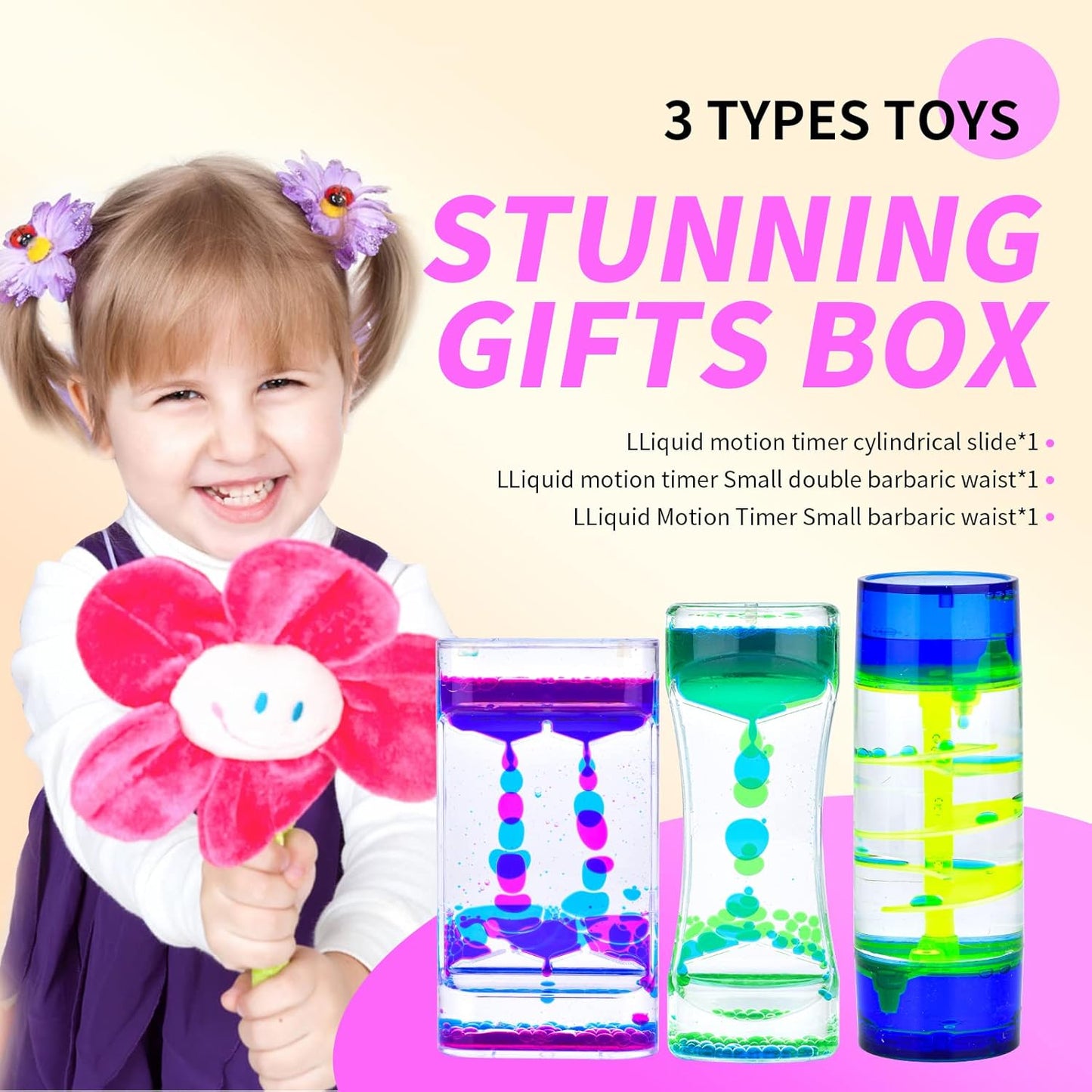 3 Types Liquid Motion Bubbler Liquid Timers for Kids Sensory Fidget Toys Small Calming Toy (Style-2)