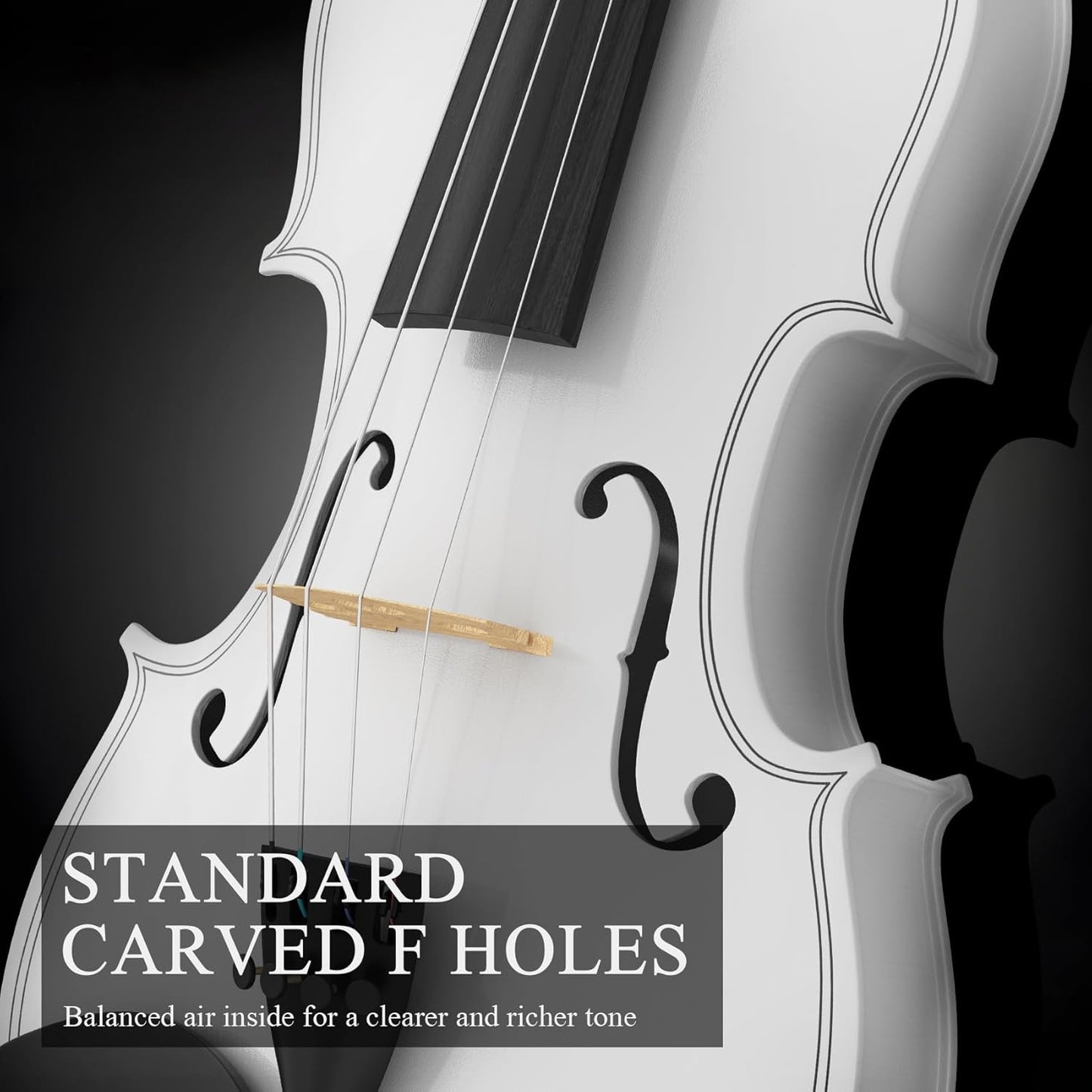 4/4 Beginner Violin Kit for Adults, Complete Full Size Violin Set with Portable Case, Bow, Rosin, White