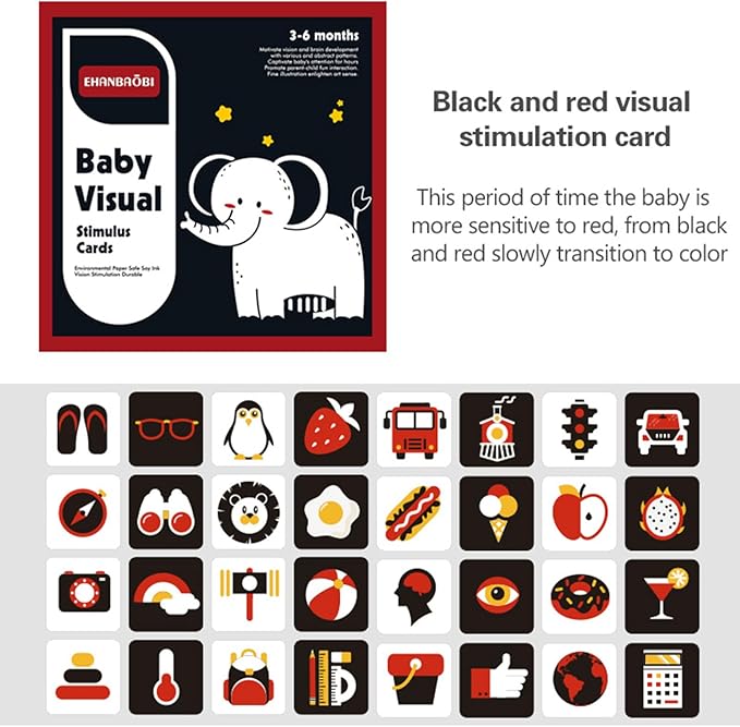 High Contrast Baby Flashcards, 96 Pcs Black White Colorful Visual Sensory Stimulation Learning Activity Card for Newborn Ages 0-3-6-12 Months, Brain Developmental Infant Toys Montessori Gift