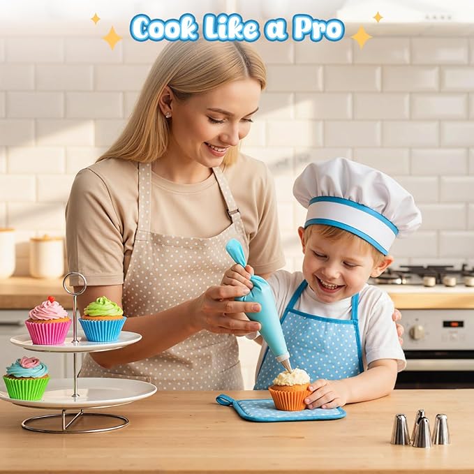 LovesTown Kids Cooking and Baking Sets, 32PCS Play Kitchen Accessories Pretend Play Toys for Toddler Birthday for Boys