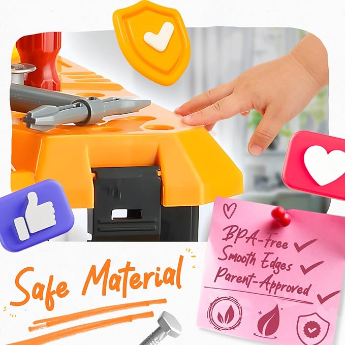 Kids Tool Bench with Electric Drill & Toddler Tool Set, 83 Pcs Toy Workbench for Toddlers 1-3, Transformable Kids Work Bench , Educational Toy Pretend Play Construction Play Kit for Boys&Girls 3-5