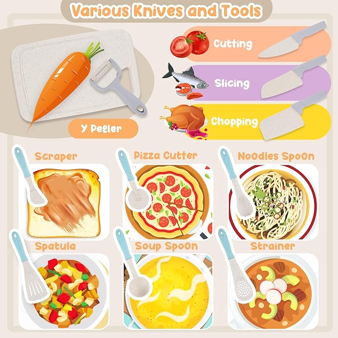 Dreamon Kids Play Kitchen Accessories, Pretend Play Cooking Toys Set, Cookware Pots and Pans Utensils Playset for Toddlers, Kids Kitchen Cooking Play Set Gifts for Boys Girls 3 4 5 6 Years Old