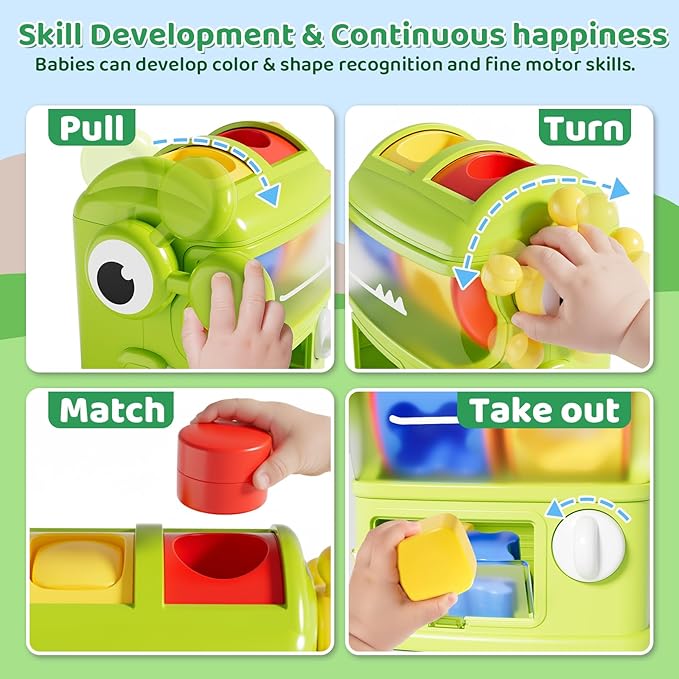 Montessori Shape Sorter Learning Toys for 1 Years Old, Baby Toys 12-18 Months with 6 Sensory Shape Blocks, Developmental Infant Birthday Gifts for Toddler Age 1 2 3
