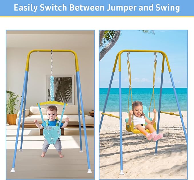 Taleco Gear 2 in 1 Toddler Swing & Baby Jumper, Foldable Baby Swing Outdoor & Indoor Use, Easily Installable and Storable