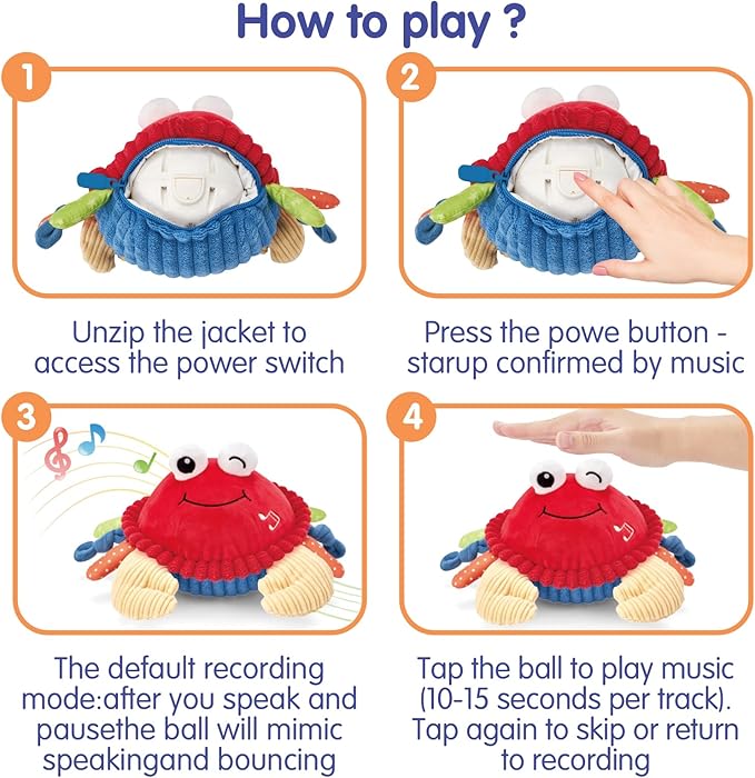 hahaland Baby Toys 6+ 12-18 Months - Crawling Musical Dancing Walking Moving Bouncing Learning Crab Tummy Time Toy Sensory Toddler Toys for 1-3 Year Old Christmas Birthday Gifts Stocking Stuffers