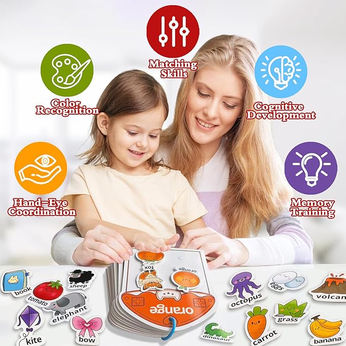 Montessori Busy Book Color Sorting Toys for Toddlers 3-5, Autism Educational Toys Preschool Learning Activities for Kids, Sensory Fine Motor Matching Games for 3 Year Old Boys Girls Gifts