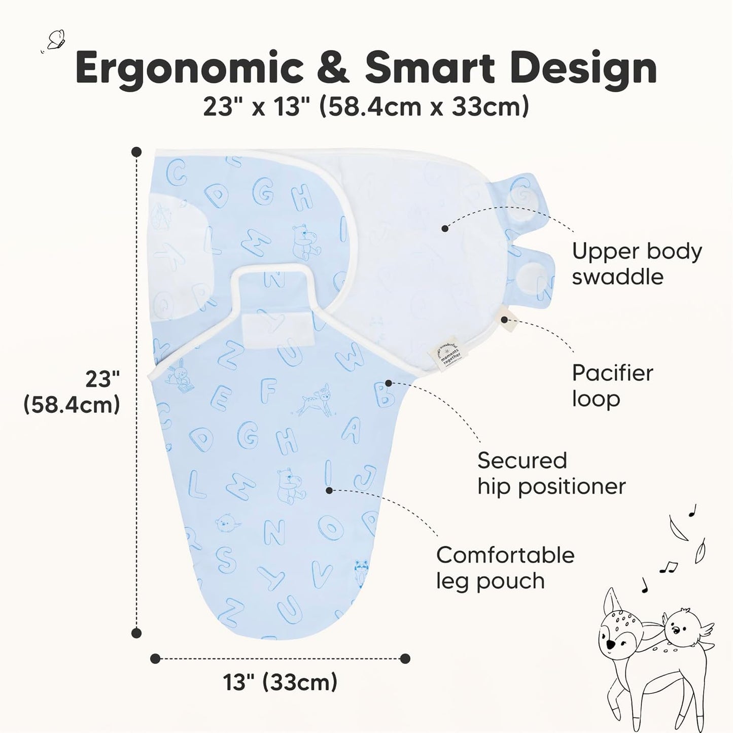 3-Pack Organic Baby Swaddle Sleep Sacks - Swaddles for Newborns, Infant 3-6 Months, Baby Girls, Boys, Soft & Snug Newborn Sleep Sack, Nursery Swaddling Blankets (ABC Land Cloud, Large)