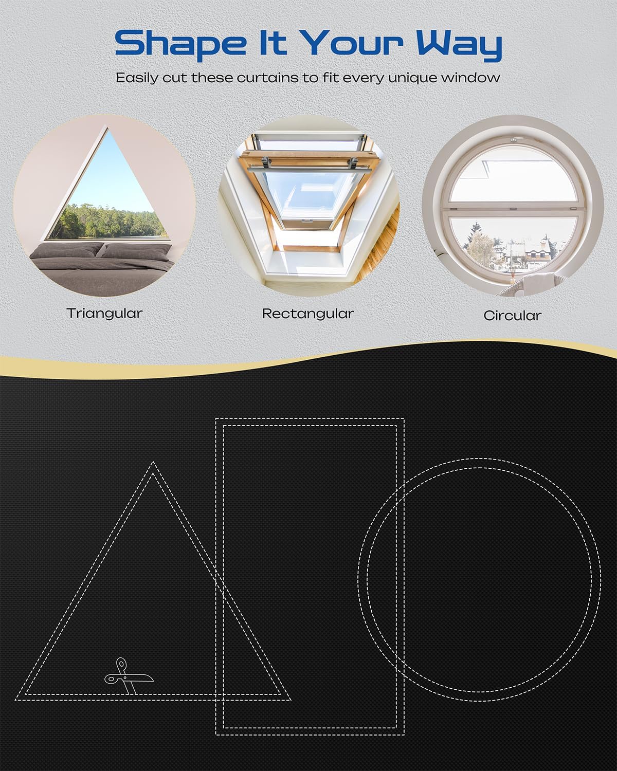 24" W x 84" L 100% Portable Blackout Curtains, Total Darkness No-Drill Black Out Window Cover,Temporary Blackout Shades with Hook & Loop Tape, for Bedroom, Nursery, Dorm, Travel (Black)