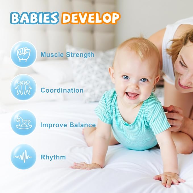 Baby Jumper with Stand, Infant Jumper for Indoor/Outdoor Play, Jumper for Baby 6-24 Months, Baby Jumpers and Bouncers with Adjustable Chain, Easy to Assemble & Store (Grey)