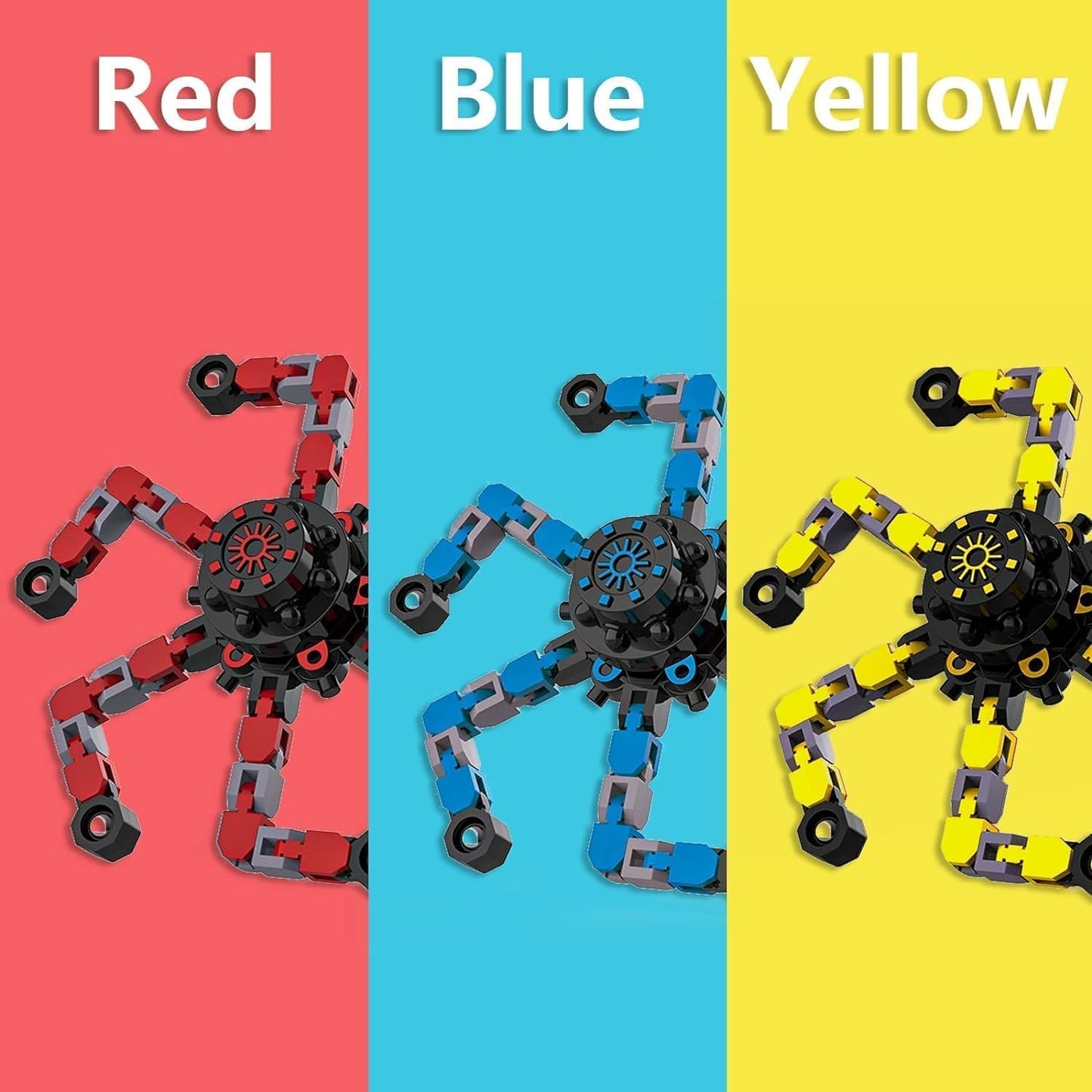 3Pcs Fidget Spinners, DIY Robot Fingertip Toys Decompression Spinner,Party Supplies Stress Relief Chain Toys for Kids Adults