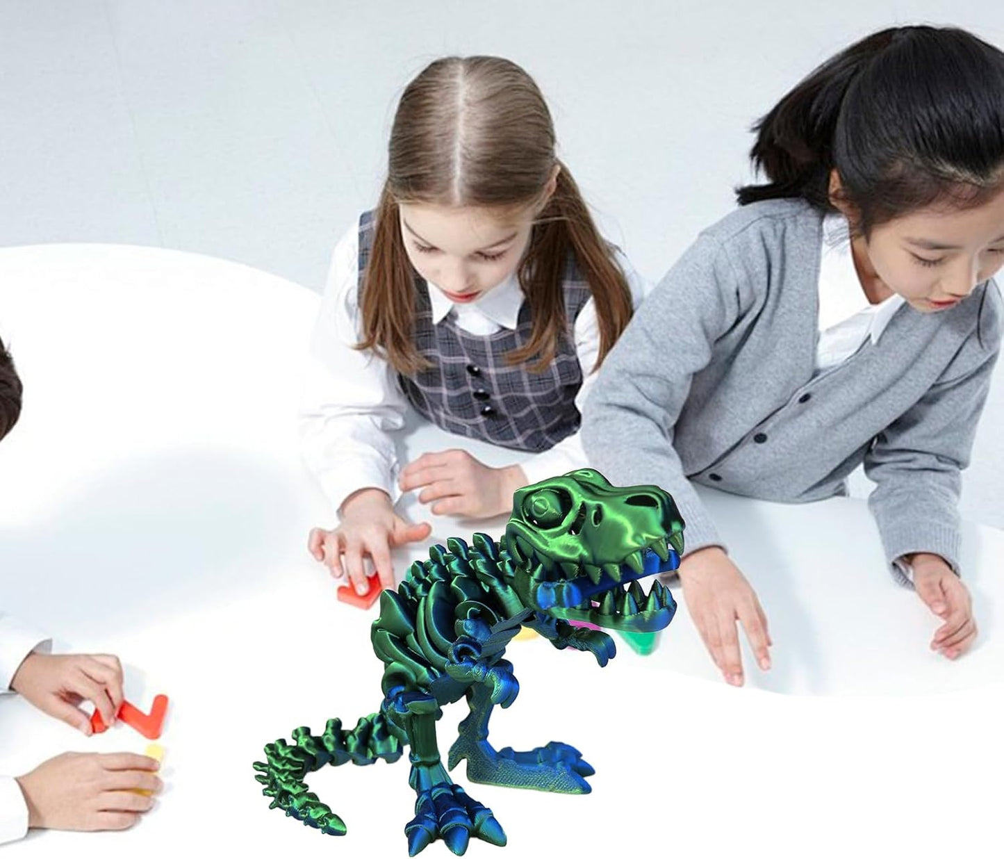 3D Printed Dinosaur Bones Tyrannosaurus Rex Skeleton with Movable Joints, 3D Model Skull T-Rex, Flexible Articulated Dinosaur Fidget Toys Adults for Autism/ADHD