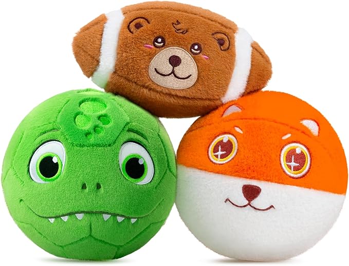 3 Pack Soft Sports Balls for Toddlers 1-3, Inflatable Plush Baby Balls Set for Kids 3-5, 5 Inch Soccer Ball & Basketball, 6.5 Inch Football, Mini Toddler Ball Toys for Boy Girl First Gifts