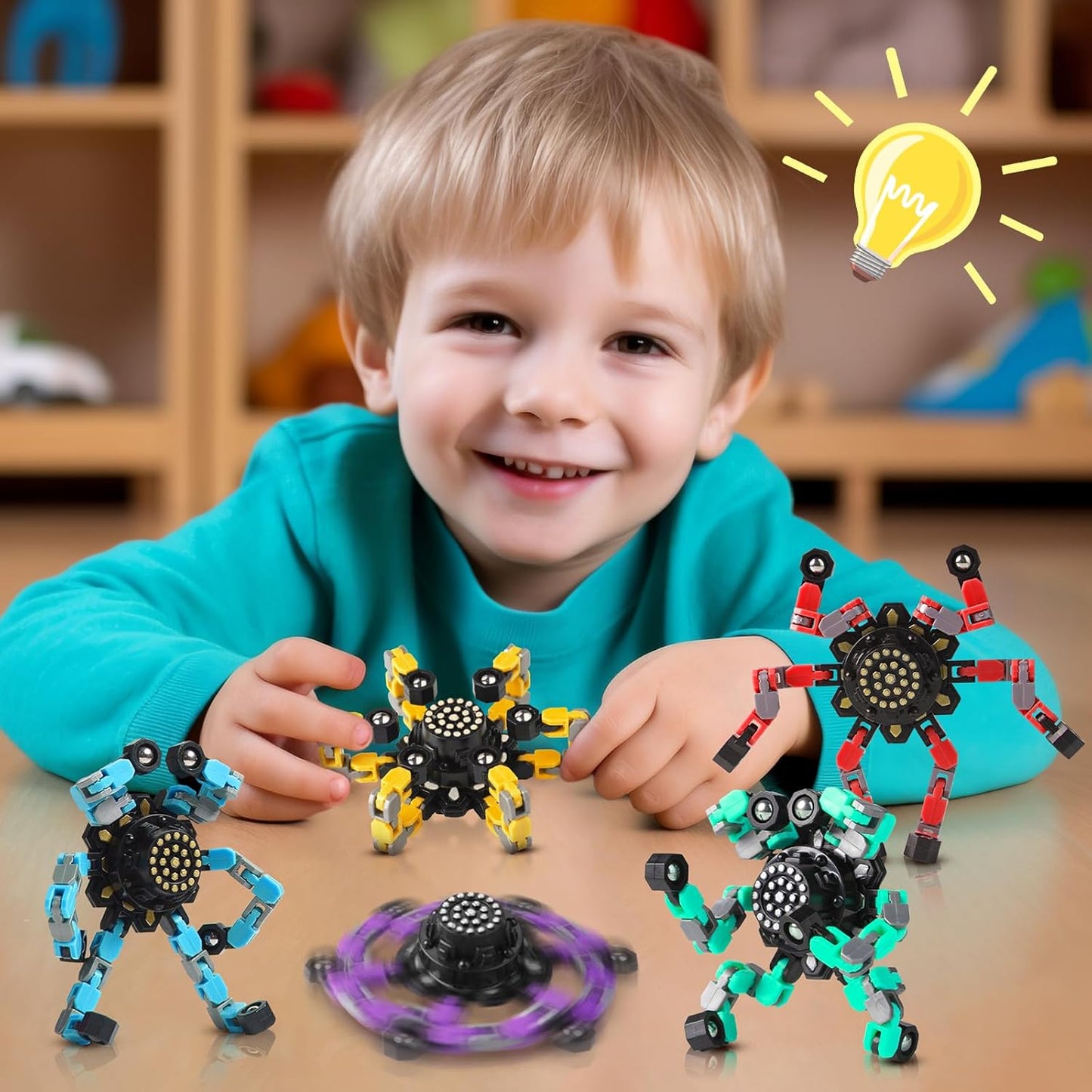 Gokeey Transformable Fidget Spinners for Kids and Adults Stress Relief Sensory Toys for Boys and Girls Fingertip Gyros for ADHD Autism for Kids