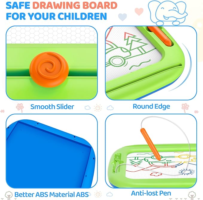 2 Pack Magnetic Drawing Board, Toddlers Toys Ages 1-2 & 2-3, Learning and Educational Writing Painting Doodle Pad for Toddlers for 1 2 3 Year Old, Ideal Christmas Birthday Gifts for Kids Boys Girls