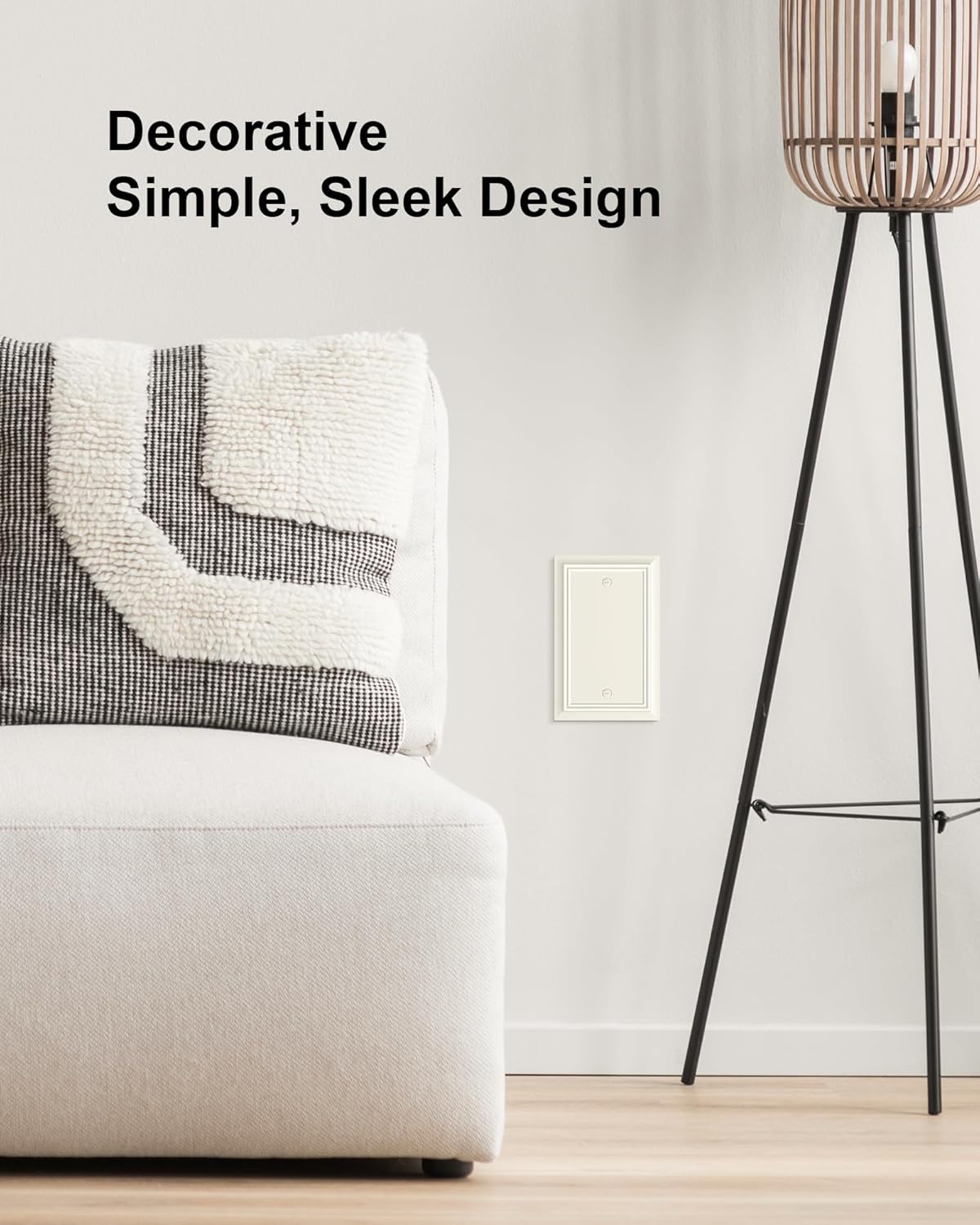 2-Pack Single Blank Wall Plate, Durable Natural Bamboo Fiber Wall Plate Cover,Light Almond 1 Gang Wall Plate for Unused Outlets/Switches, Corrosion Resistant