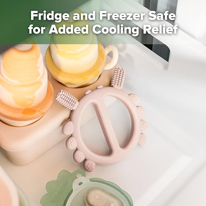 Haakaa Silicone Crab Baby Teether,Teething Toys,360°Baby Toothbrush Head for Infant Self-Brushing Training,Food-Grade Silicone,Blush