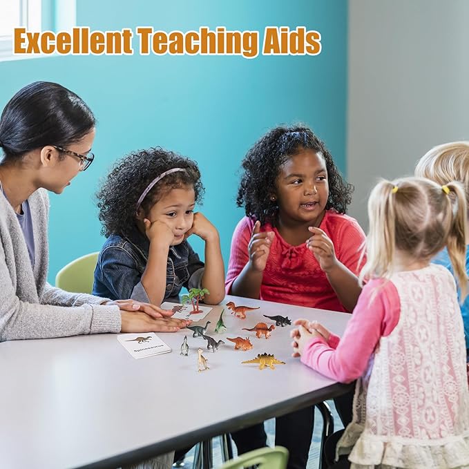 MEROCO Dinosaur Animal Flash Cards for Toddlers with Figurines Animal Matching Game Learning Cards Travel Game Preschool Learning Science Toys for Kids Plastic Materials