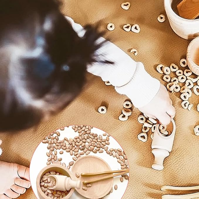 Yowlieu 10 Pcs Wooden Sensory Bin Tools for Toddlers & Preschool Children, Montessori Sensory Wooden Toys Fine Motor Learning Pretend Play Sensory Tools for Kids