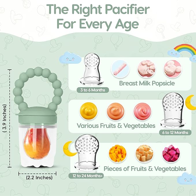 O'doe Baby Food Pacifier with 1 Feeder & 3 Nipples | BPA-Free, Food-Grade Silicone | Teething Toy & Weaning Nibbler for Infants